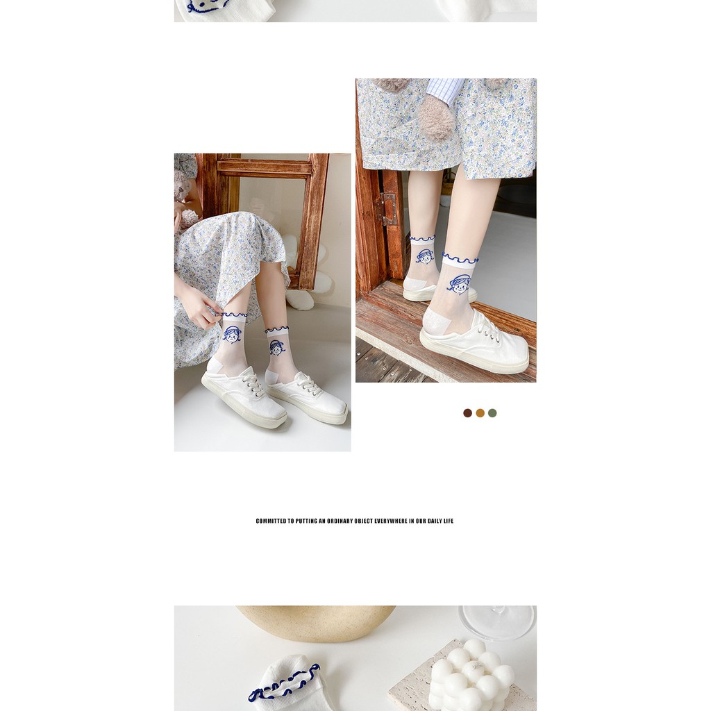 Vớ Lolita Cổ ren cao cổ nữ Phong cách Hàn Quốc Tất lụa Lolita nữ Dễ thương Cute Cao cổ