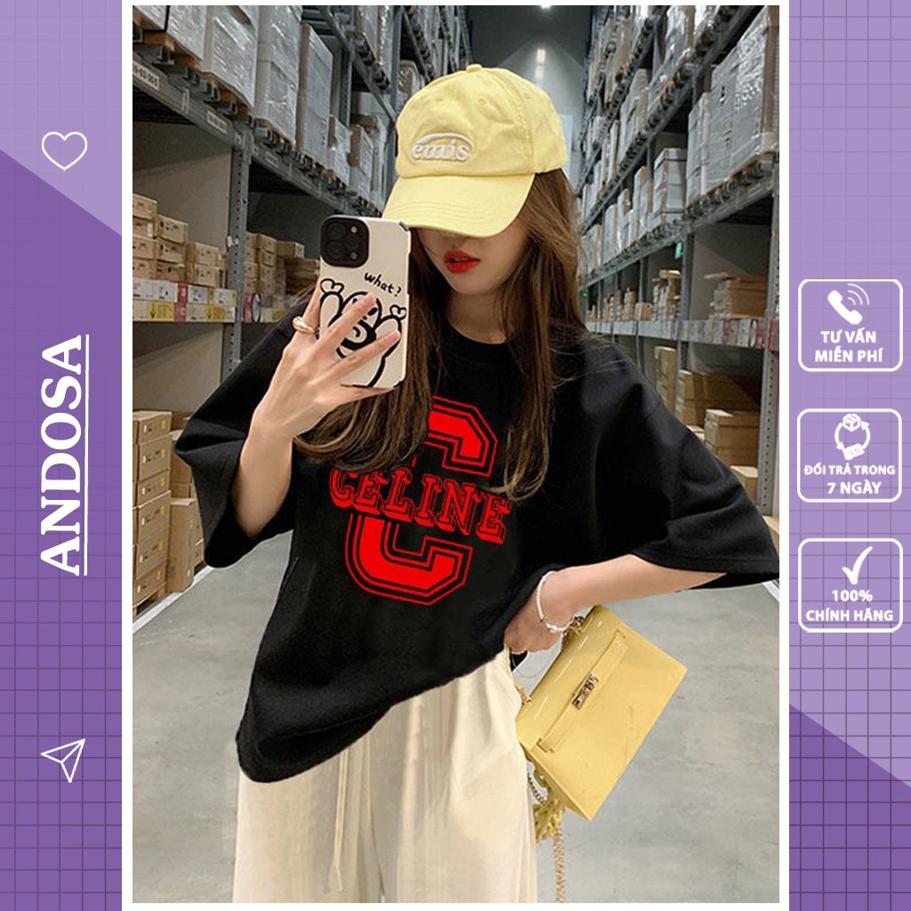 Áo thun nữ form rộng unisex tay ngắn cổ tròn in hình đẹp freesize hàng Quảng Châu ANDOSA AT05