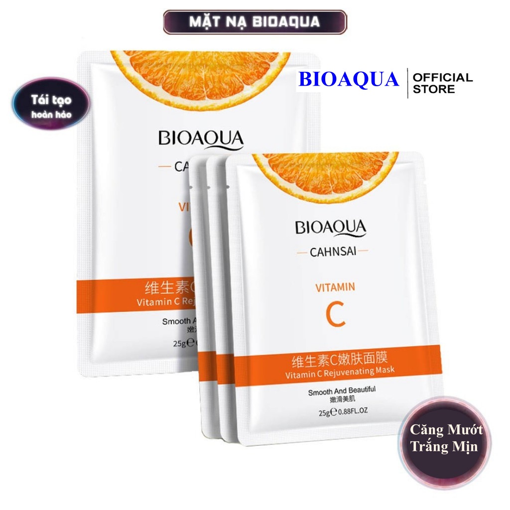 Mặt nạ giấy vitamin C dưỡng trắng da chiết xuất cam dưỡng ẩm se khít lỗ chân lông MN3