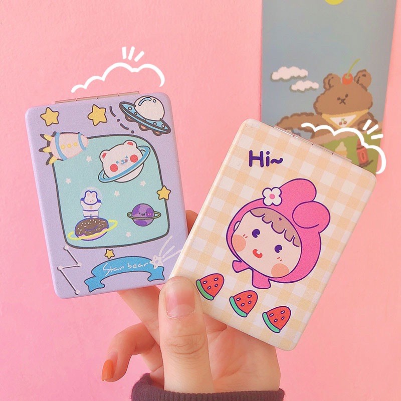 Gương Trang Điểm Gấp 2 Mặt Mini Bỏ Túi Hàn Quốc