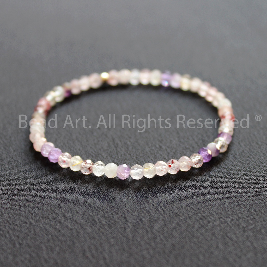 Vòng Tay 4.5MM Đá Super Seven, Đá Thông Thái Và Bạc 925, Vòng Tay Phong Thuỷ, Chuỗi Hạt, Mọi Cung Mệnh - Bead Art