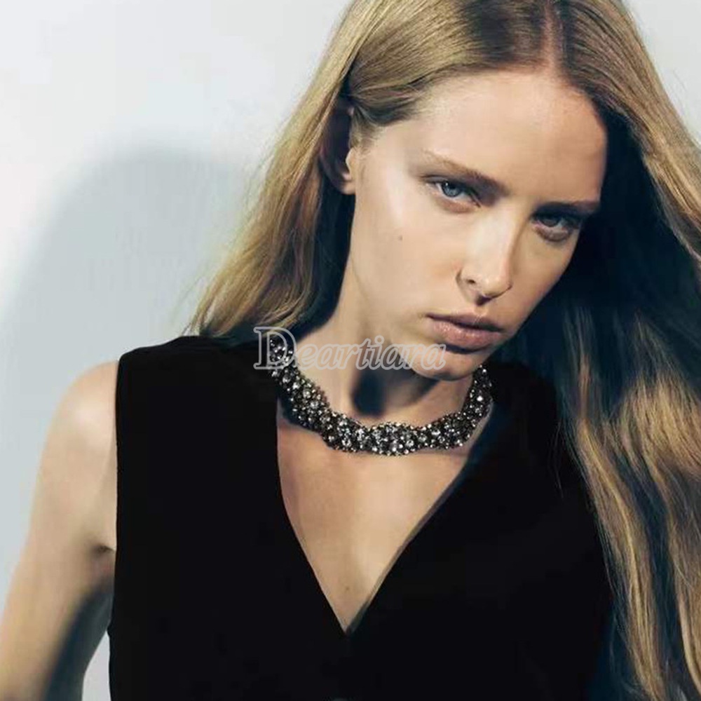 Vòng Cổ Đính Đá Phong Cách Âu Mỹ