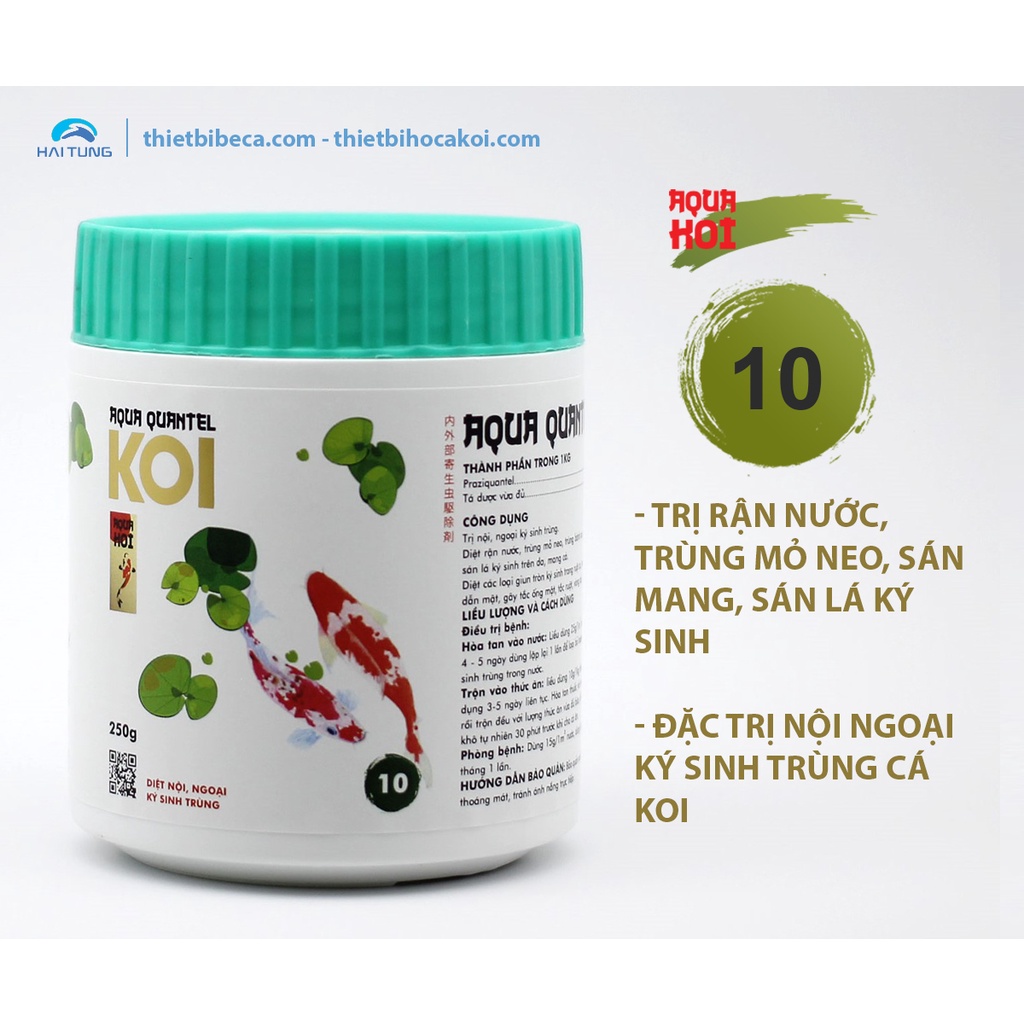 AQUA QUANTEL Dùng Cho Cá Koi Bị Rận Nước, Trùng Mỏ Neo, Sán Mang