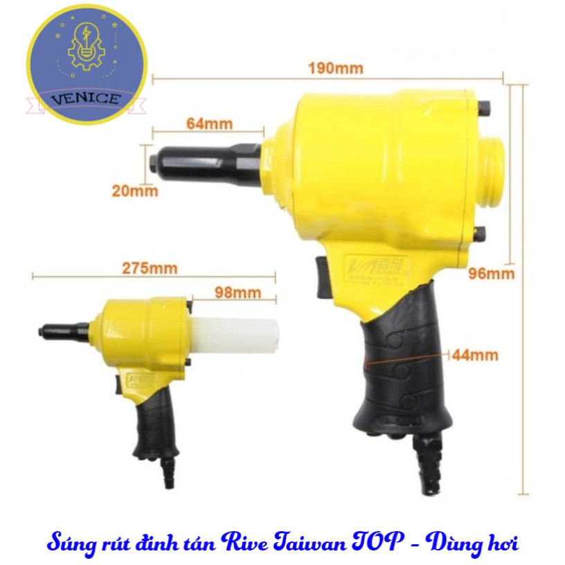 Súng rút đinh tán Rive Taiwan TOP - Dùng hơi khí nén - Bảo hành 12 tháng
