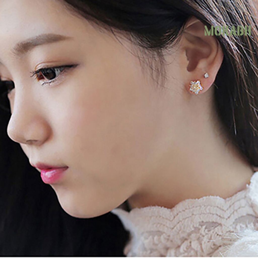 1 Đôi Bông Tai Hình Bông Tuyết Đính Đá Lấp Lánh Thời Trang Dành Cho Nữ