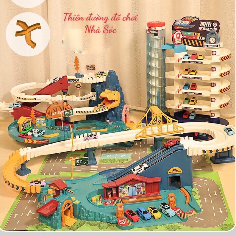 Đồ chơi đường đua cao tốc,hầm khủng Long,gara oto
