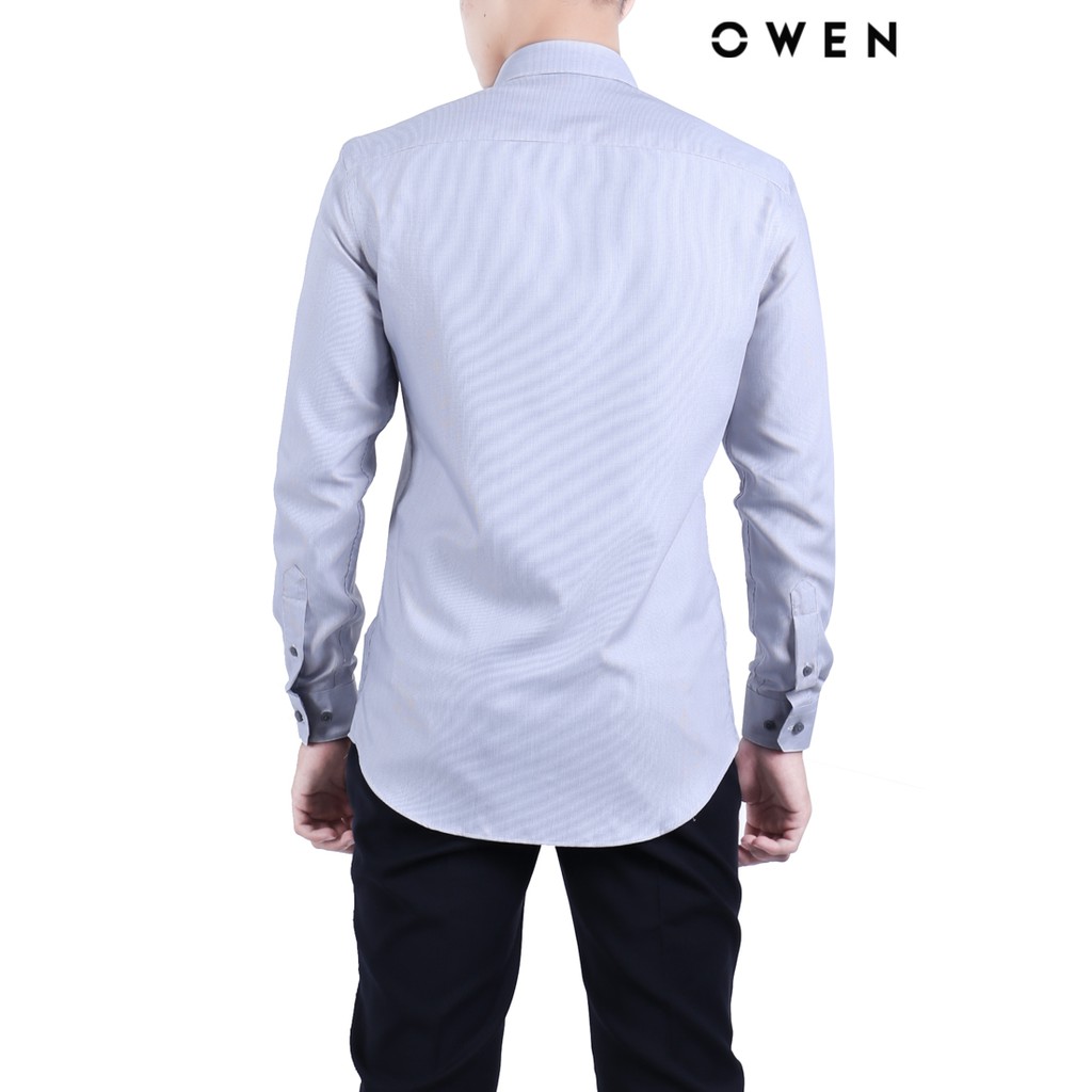 Áo sơ mi dài tay OWEN Bạch đàn Slimfit có túi màu ghi - AS20739DT