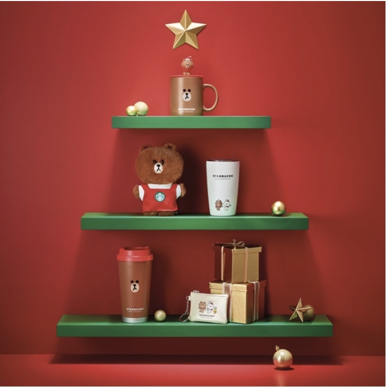 Búp bê lật đật X Starbucks phiên bản kỳ nghỉ của Line Friends - Giao hàng từ Hàn Quốc
