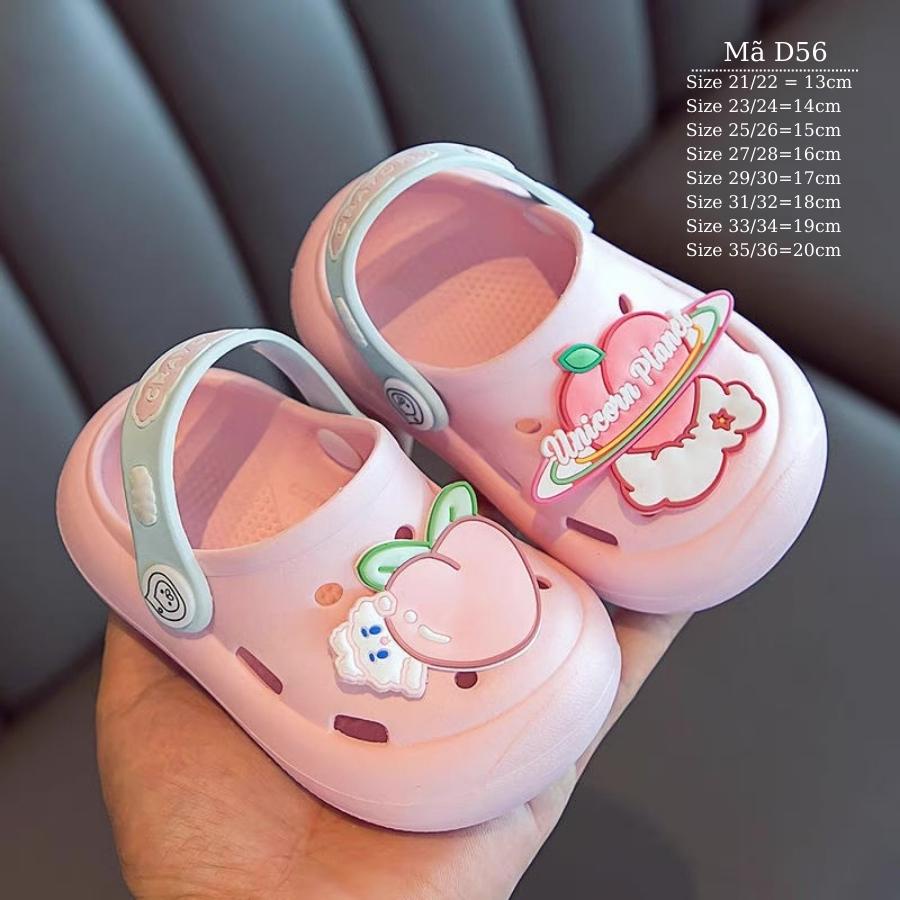 Dép sục cho bé Babyhattieu cross bé gái có quai hậu nhựa dẻo êm đi trong nhà đi biển trái đào dễ thương 1 - 8 tuổi D56