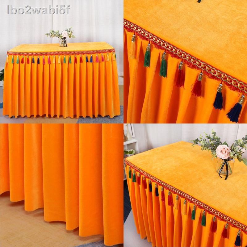 ♘ ✐ lbo2wabi5fChuyên nghiệp tùy chỉnh màu vàng nhung treo tua đền khăn trải bàn váy bao quanh Phật