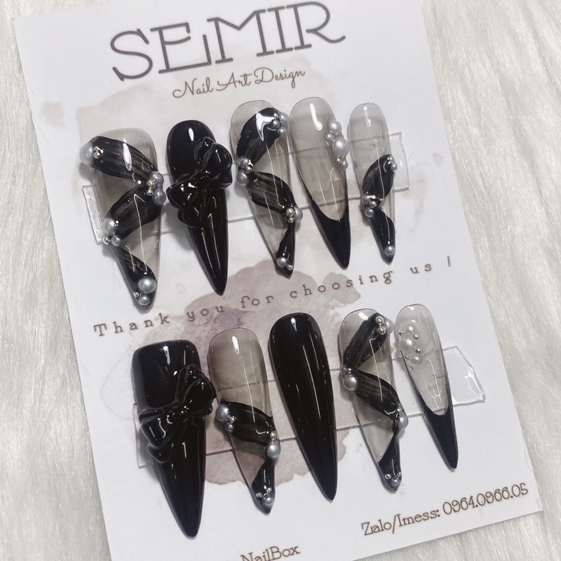 Nail Box thiết kế theo yêu cầu tone đen thạch bóng/lì