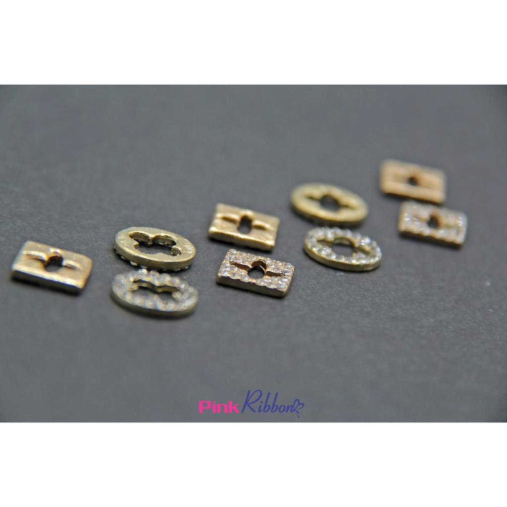 SET 2C- Charm tròn/vuông viền đá biểu tượng *L-V*