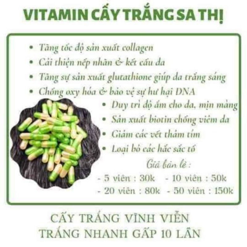 [Combo 10viên] Vitamin CẤY TRẮNG DA SA THỊ- Viên Cấy Trắng Sa Thị | Thế Giới Skin Care