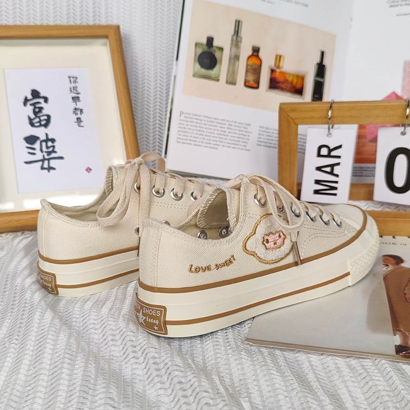 Giày Thể Thao Canvas Họa Tiết Hoạt Hình Dễ Thương Phong Cách Harajuku Cho Nữ