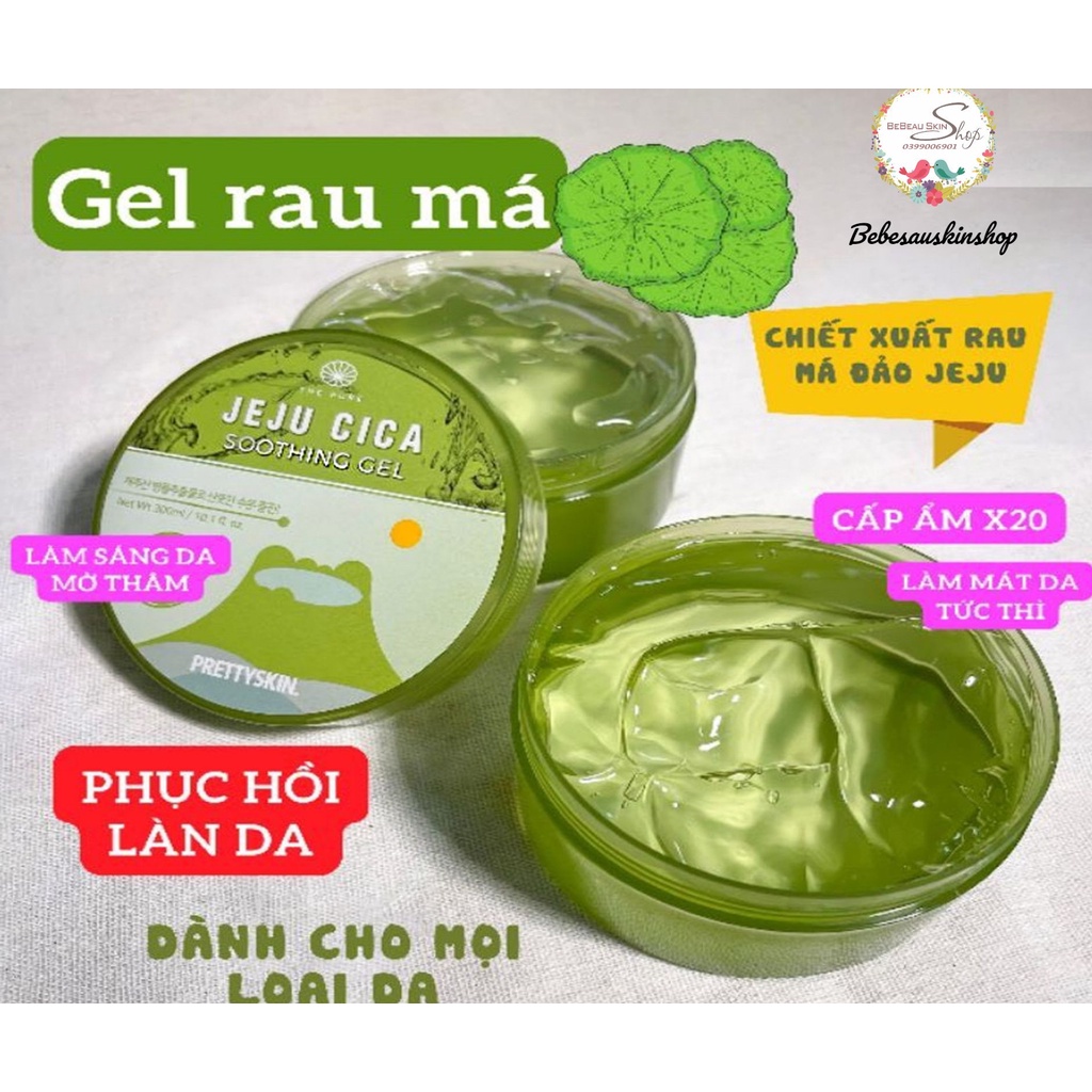 Gel Dưỡng Đa Năng Rau Má Jeju Cica Soothing Gel Pretty Skin 300g