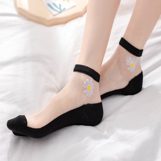Vớ/Tất lưới hoa cúc cổ ngắn