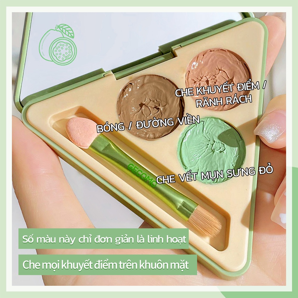 Bảng kem che khuyết điểm GECOMO thiết kế 3 trong 1 3 màu