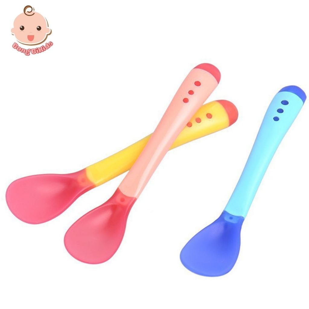 Thìa Ăn Dặm Báo Nóng Chất Liệu Silicon Mềm Dẻo An Toàn Cho Bé BÔNG BI KIDS STORE