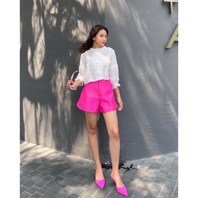 Áo somi phối ren mina