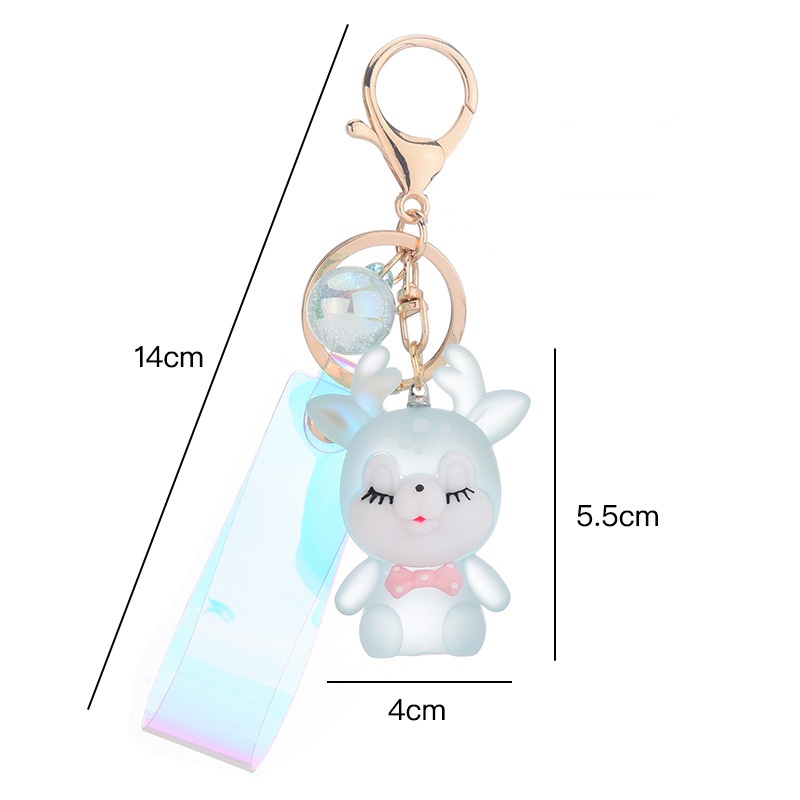 Móc Khóa Hình Hươu Có Đèn Phát Sáng Dễ Thương