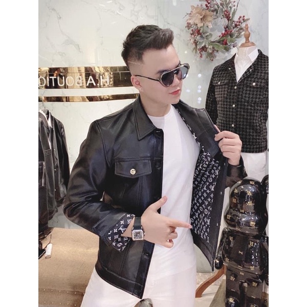 💥FREESHIP💥Áo da Nam L Vê thời trang cao cấp_Áo khoác da Di Ô cổ bẻ hàng xuất khẩu New
