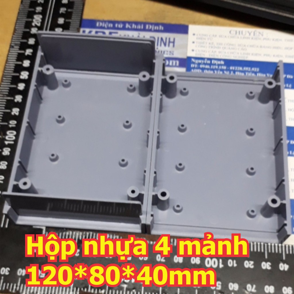 Hộp nhựa hộp mạch điện màu xanh xám 4 mảnh 120*80*40mm kde5443