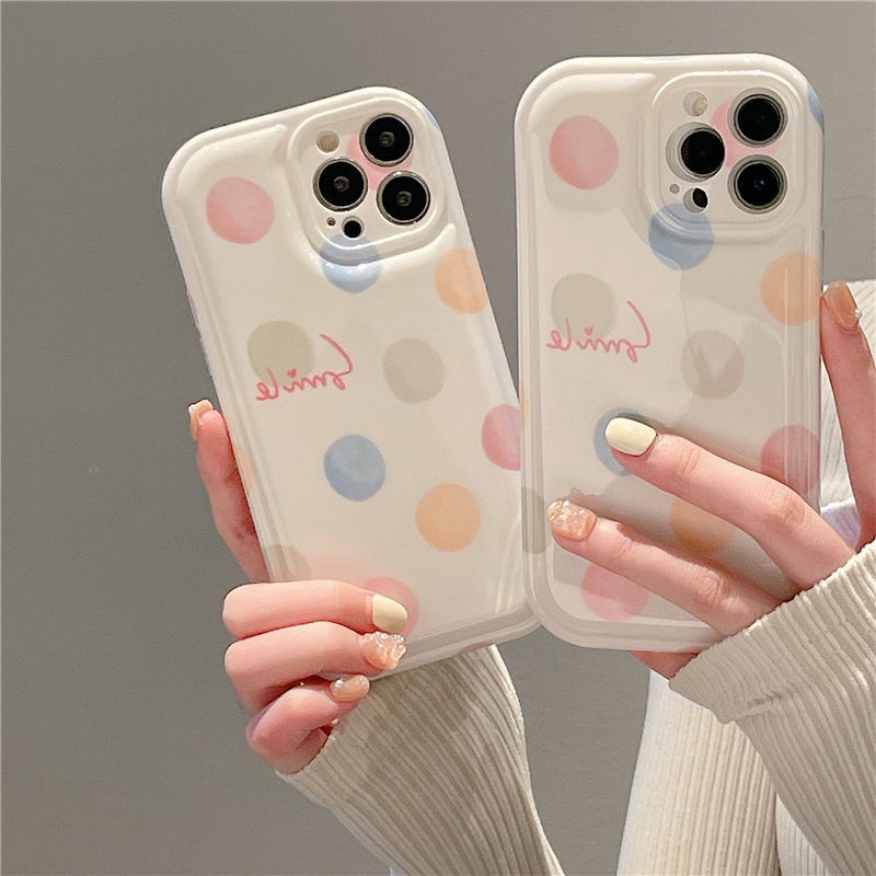 Ốp Điện Thoại Họa Tiết Chấm Bi Nhiều Màu Xinh Xắn Cho IPhone 12 13 11 Pro Max X Xs Max Xr 6622