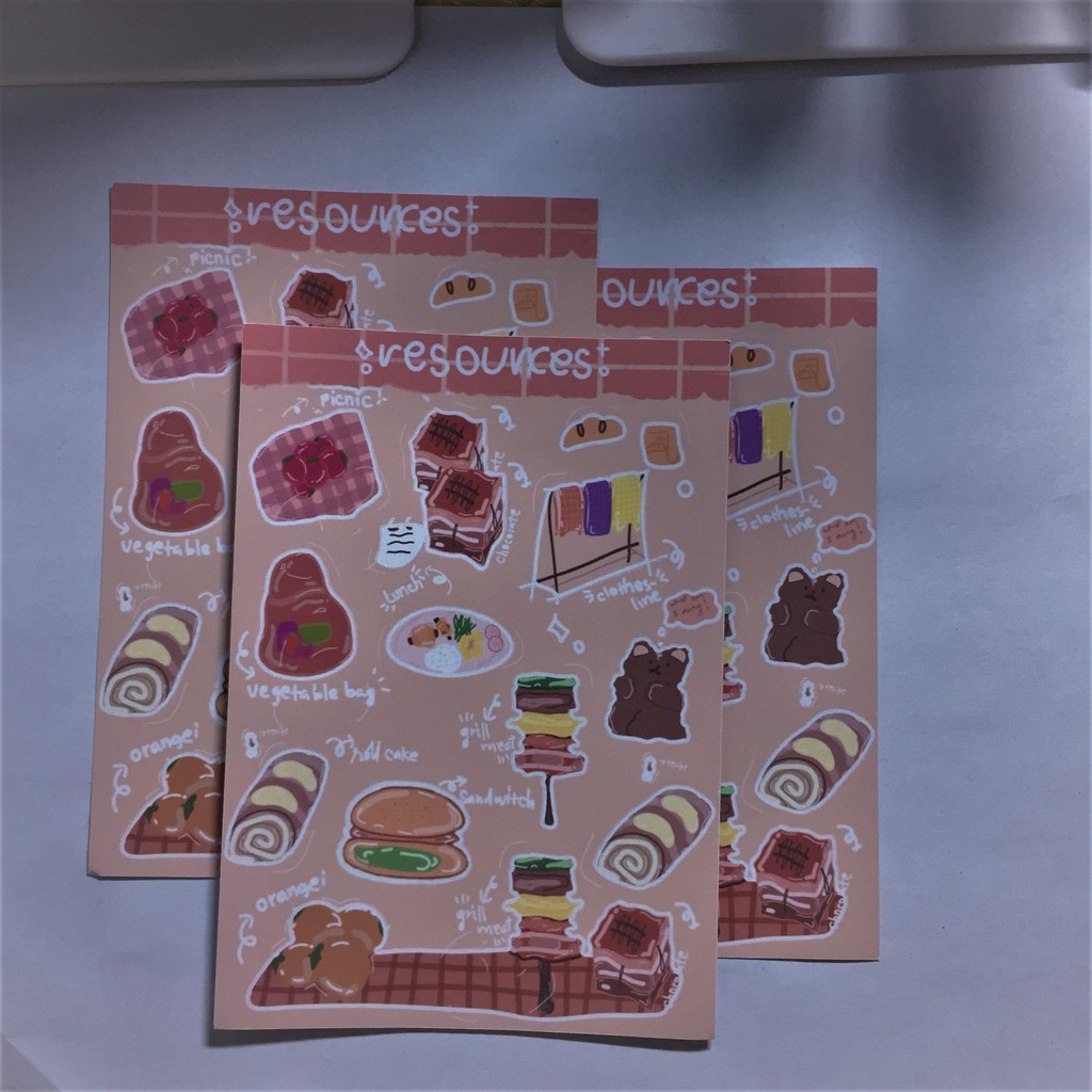 set 3 tấm sticker resources food // imcnhunotes
