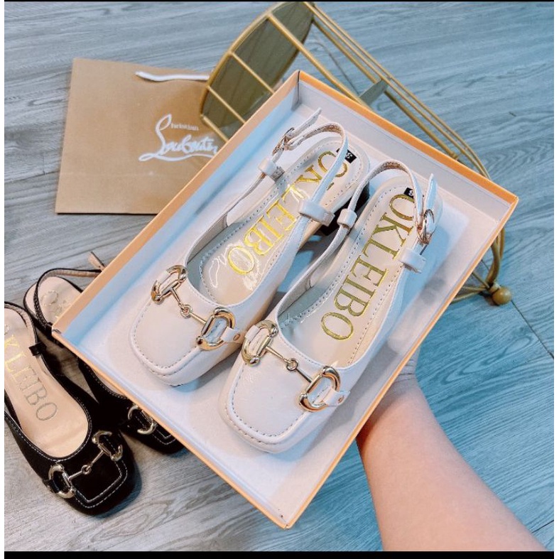 SANDAL KHUY XC 3P-Sandal bít mũi vuông khuy ngang gân mũi nổi