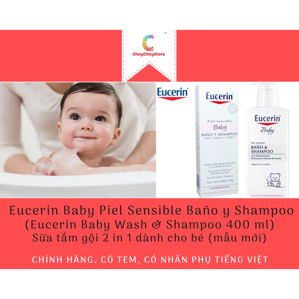 [TEM CTY] Sữa tắm Eucerin Baby Bano &amp; Shampoo 400mL -  tắm và gội 2 in 1 dành cho bé