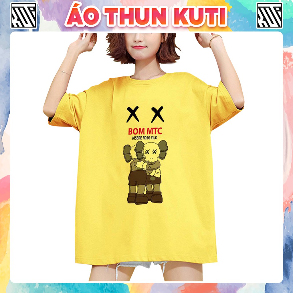 Áo Thun Tay Lỡ Kaws Bom MTC Unisex Kuti Basic Tee Phông Trơn Nam Nữ Form Rộng Oversize 3 Màu Phong Cách Ulzzang Hàn Quốc