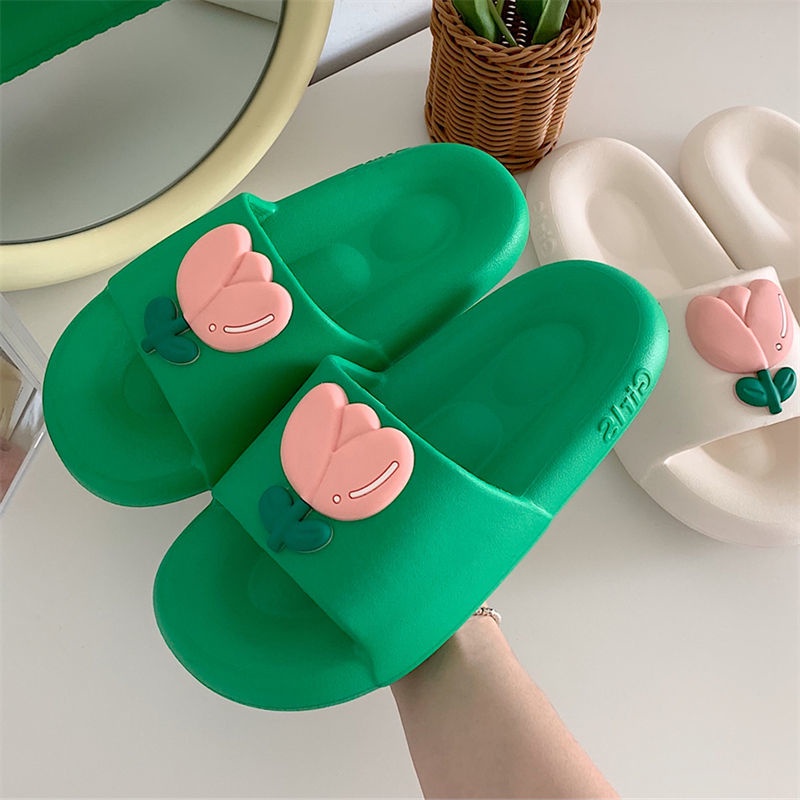 Oeggeo shop Dép Đế Dày Đi Trong Nhà Hình Hoa Tulip Cho Nữ