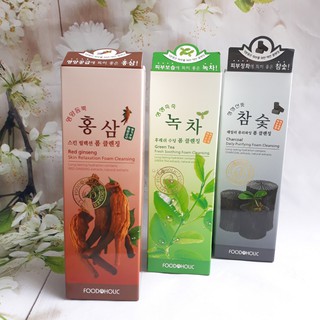 Sữa Rửa Mặt Hồng Sâm, Trà Xanh, Than hoạt tính Foodaholic Hàn Quốc 180ml.