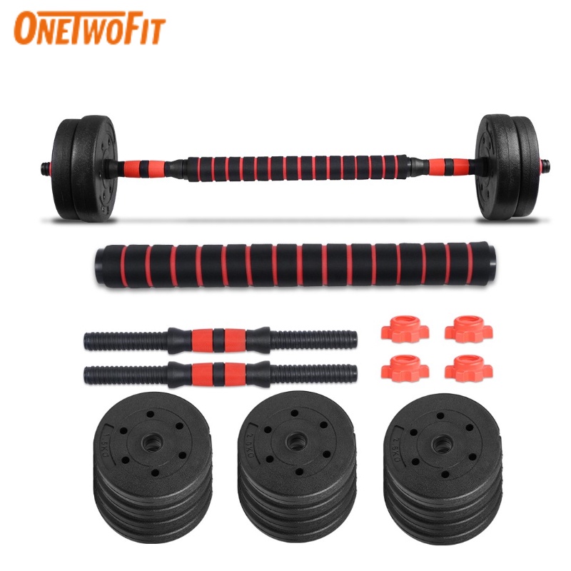 OneTwoFit Tạ tay 20kg 30kg Bộ đĩa tạ tập gym  tạ tập tay đẩy kết hợp，tạ nam nữ tập gym tập thon tay