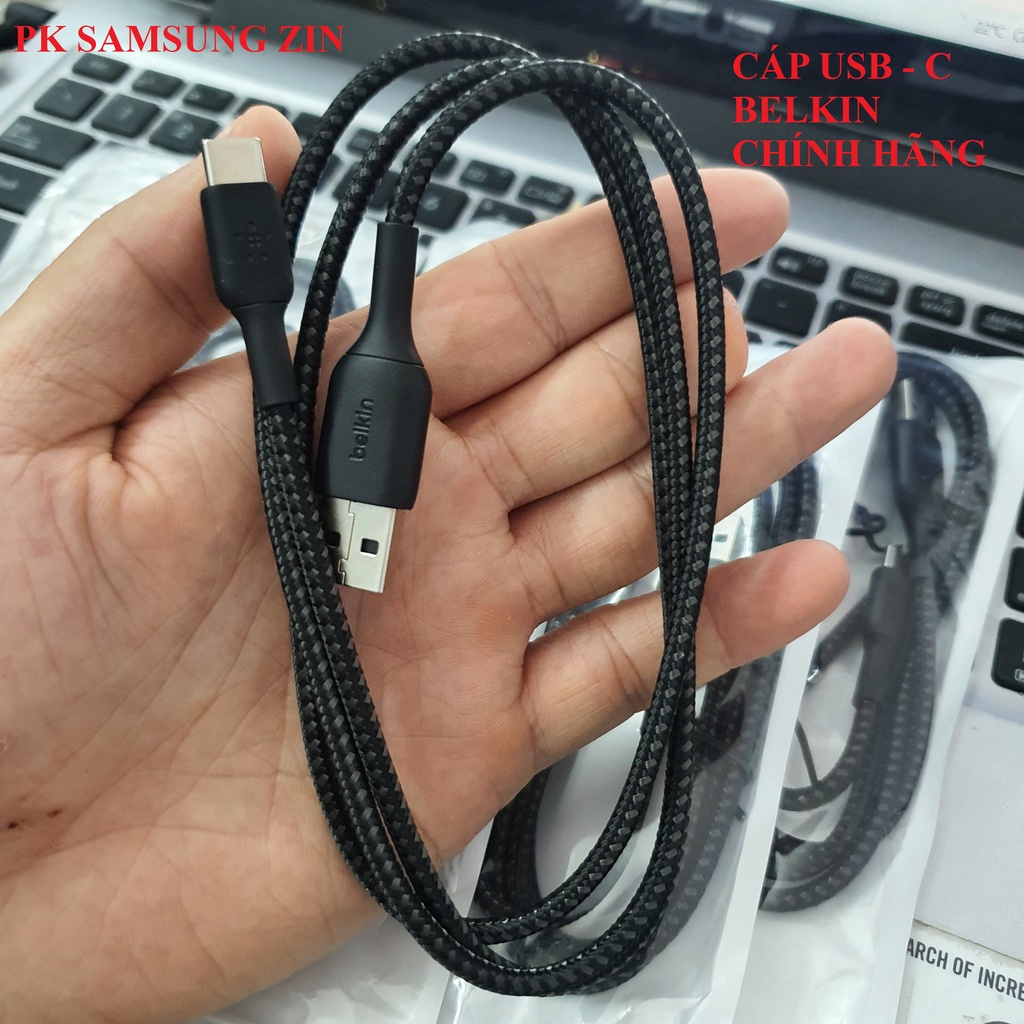Cáp Sạc Nhanh Belkin USB - Type C Chính Hãng, Chất Liệu Dù Bền, Dài 1m