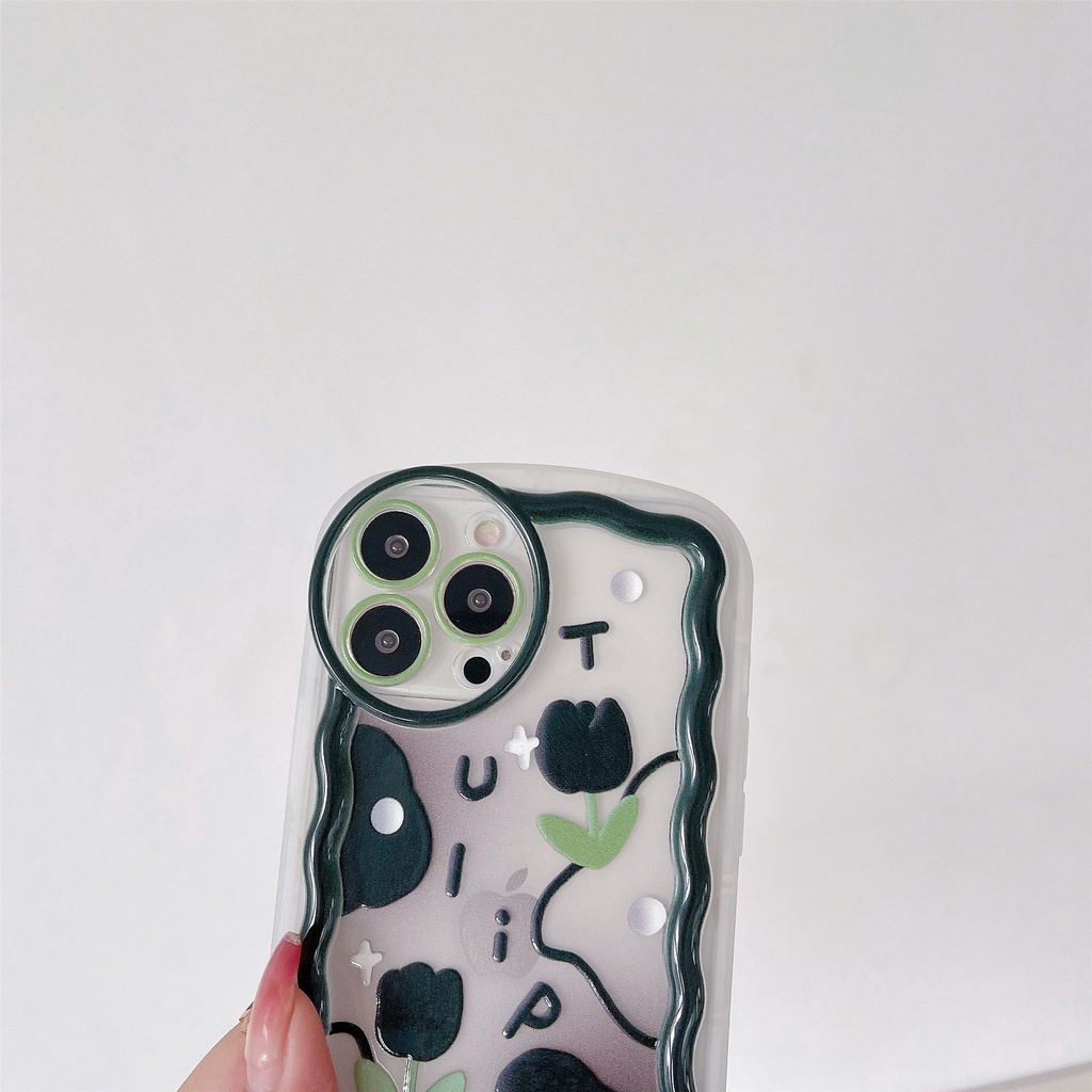 Ốp Điện Thoại Tpu Dẻo Trong Suốt Họa Tiết Hoa Đen Dễ Thương Chống Rơi Cho iphone 11 12 13Pro XS Max XR