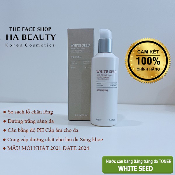 Nước hoa hồng trắng da dưỡng ẩm se khít lỗ chân lông The Face Shop White Seed Brightening Toner 145ml