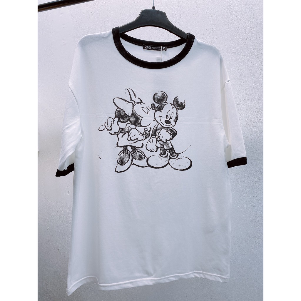 [Hàng Cao Cấp] Áo Thun Nữ Zara Mickey Disney Viền Đen Cực Lạ Mix Đồ Xinh Rực Rỡ Hàng Vnxk