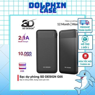 Sạc dự phòng SD Deisgn 2 cổng USB dung lượng 10000mAh thiết kế nhỏ gọn năng động - bảo hành 12 tháng