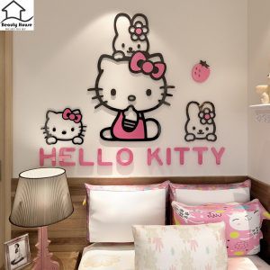 Tranh dán tường cho bé 3d, tranh mica 3D - kitty khung ảnh, trang trí mầm non, trang trí khu vui chơi trẻ em