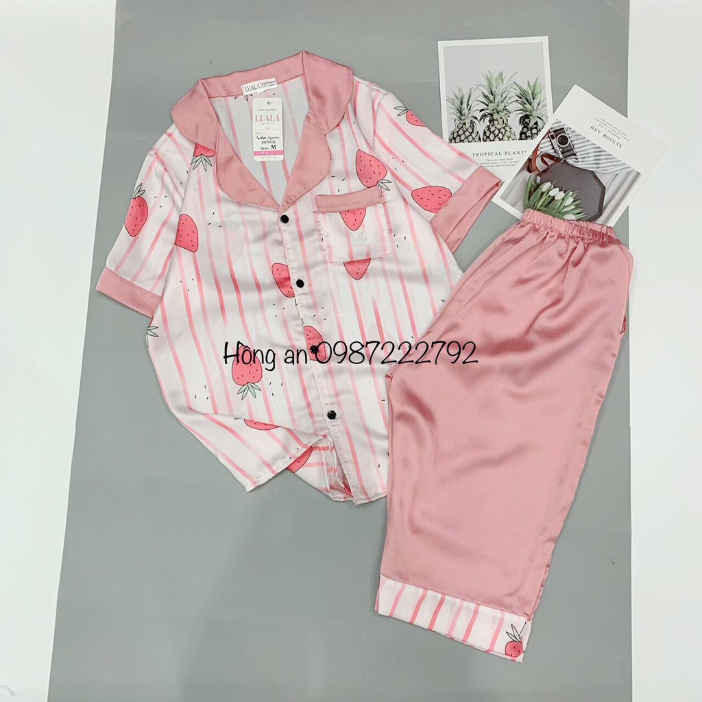Bộ Lụa LửngBộ Pijama quần ngố cao cấp hoạ tiết kute (SIÊU MÁT MỊN)(ẢNH VIDEO THẬT)