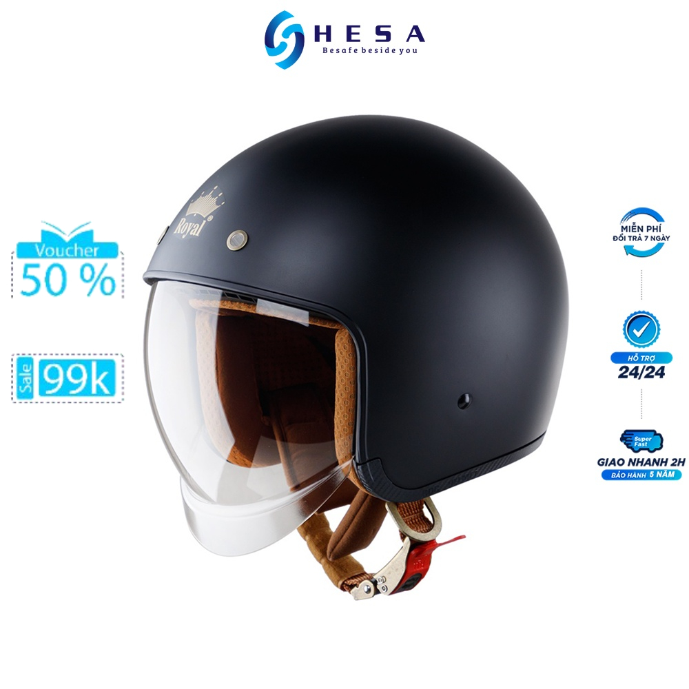 Mũ Bảo Hiểm 3/4 ROYAL M139 Kính Âm Chính Hãng