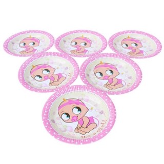 (Set 6 cái) Set dĩa mẫu bé gái trang trí sinh nhật, party, đầy tháng, thôi nôi, sự kiện…