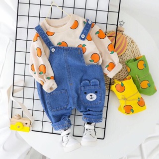 SÉT YẾM JEAN VÀ ÁO NỈ CAM CHO BÉ TỪ 1 ĐẾN 5 TUỔi