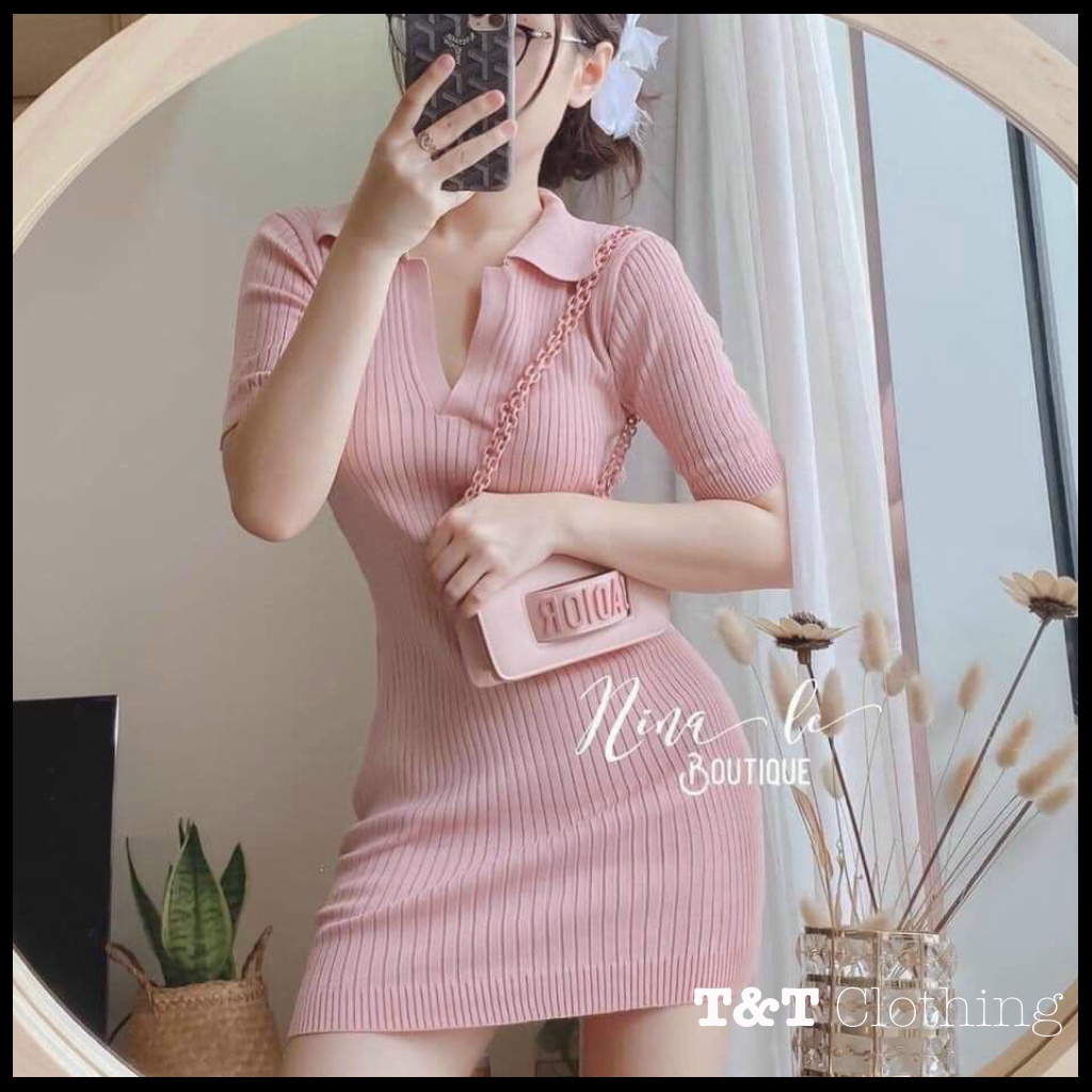 Đầm Body Thun Gân Có Cổ | Váy body - Đầm nữ sexy - D0052 | 23tshop | BigBuy360 - bigbuy360.vn