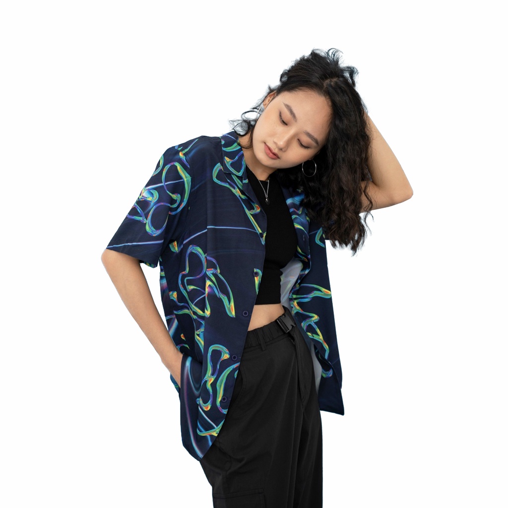 Áo Sơ Mi BOO Unisex Dáng Rộng Họa Tiết In Tràn Pattern BOOLAAB Thời Trang Gen Z Độc Lạ