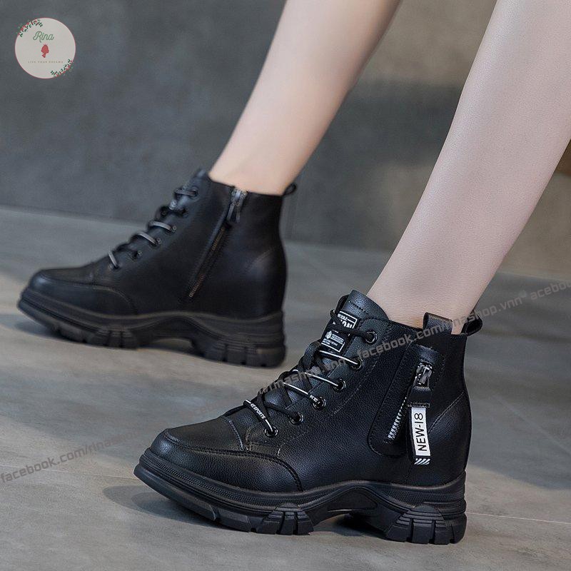 giày boot cổ cao đế độn 8cm hàn quốc nữgiày boots  boots đế cao giày boot quảng châu giày boot vải bốt đế độn