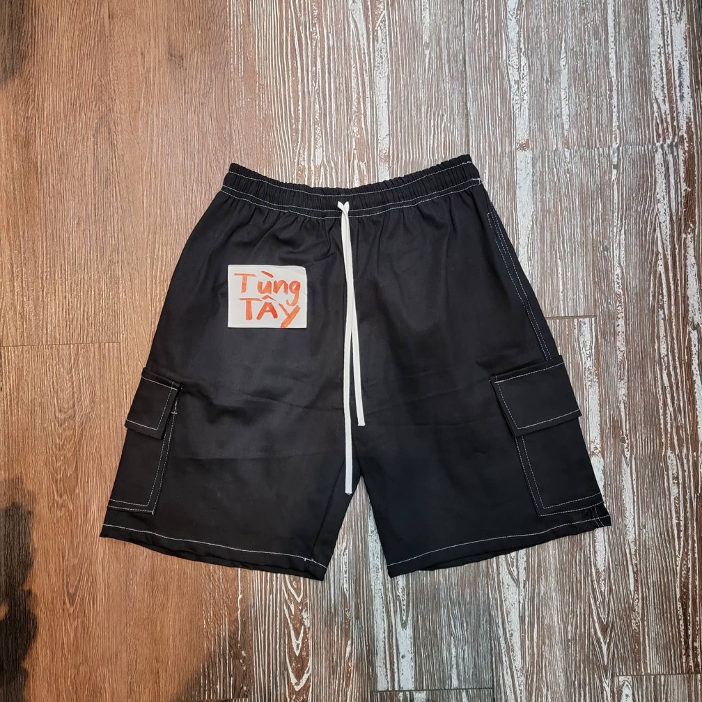 Quần Short KaKi Túi Hộp Viền Trắng - Cargo Short Kaki Kiểu Dáng Streetwear