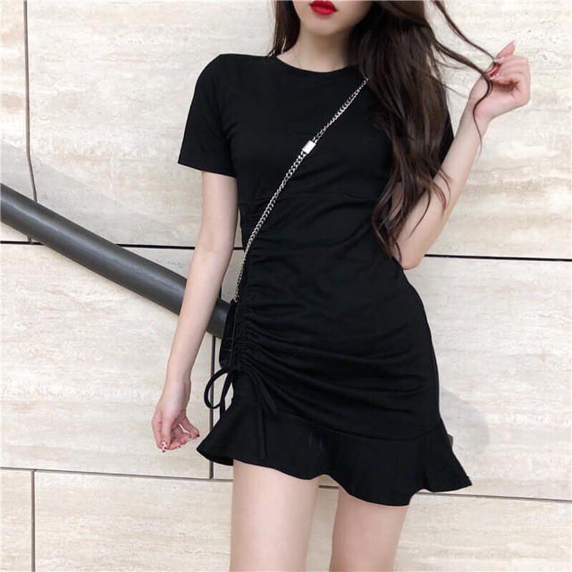 Đầm Nữ Đuôi Cá 🌺 FREESHIP 🌺 Váy Body Tay Ngắn Rút Dây Bên Sườn Siêu Xinh LH12 | BigBuy360 - bigbuy360.vn