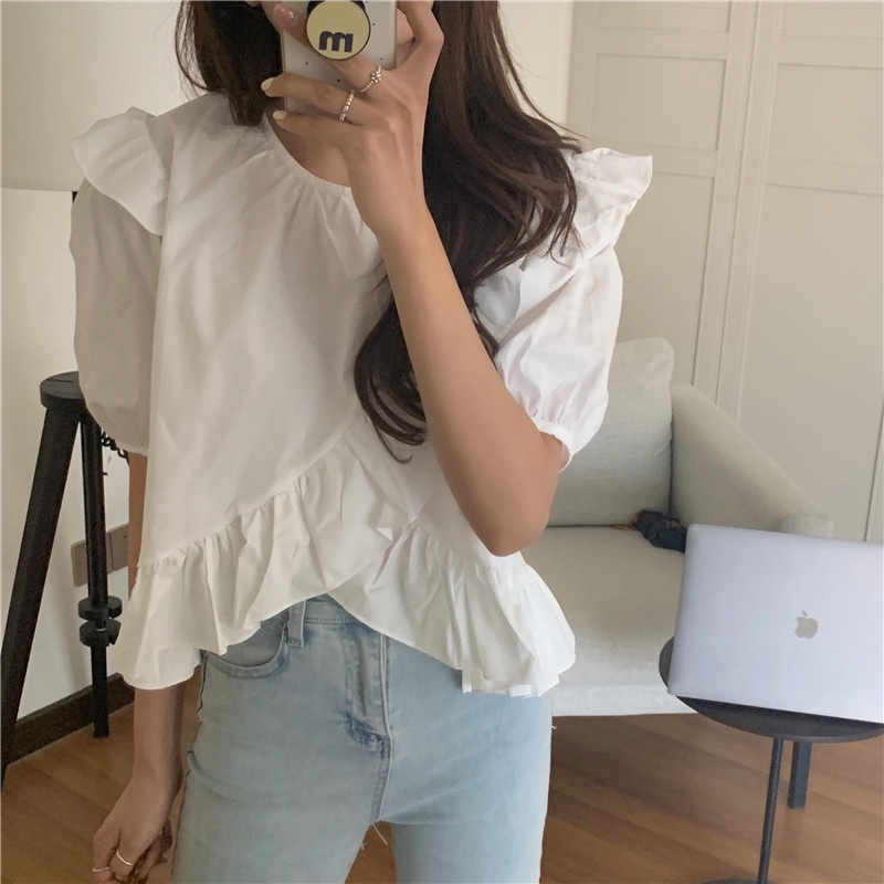 SUXI Áo Thun Tay Ngắn Cổ Tròn Màu Sắc Đơn Giản Dễ Phối Đồ Phong Cách Hàn Quốc